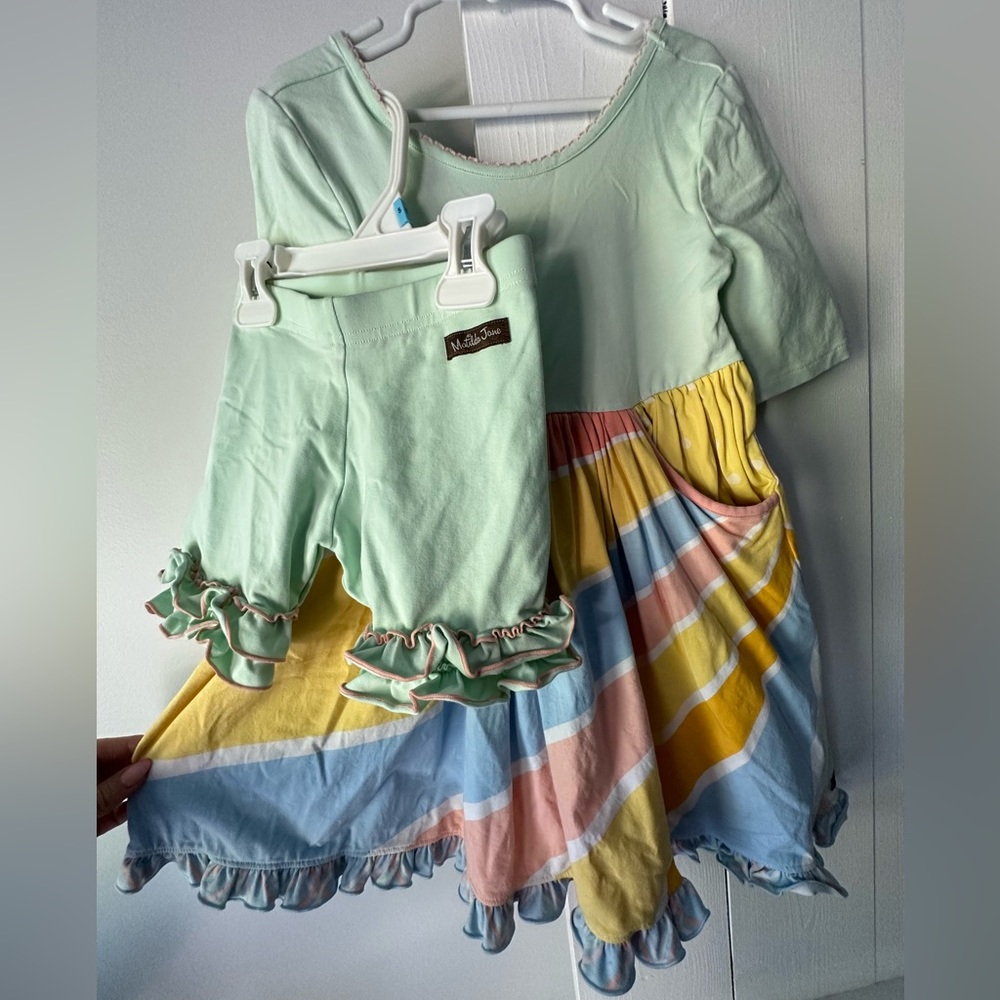 Size 6 Matilda Jane dress and shorties set. Please see photos + description